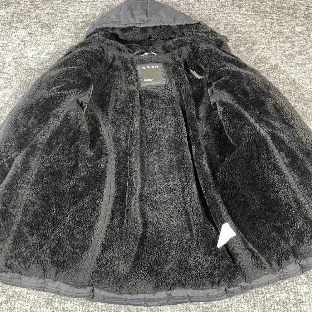 Under Armour Jacket Girls Extra Large Black Puffer Fleece‎ Lined Hooded Sparkle
